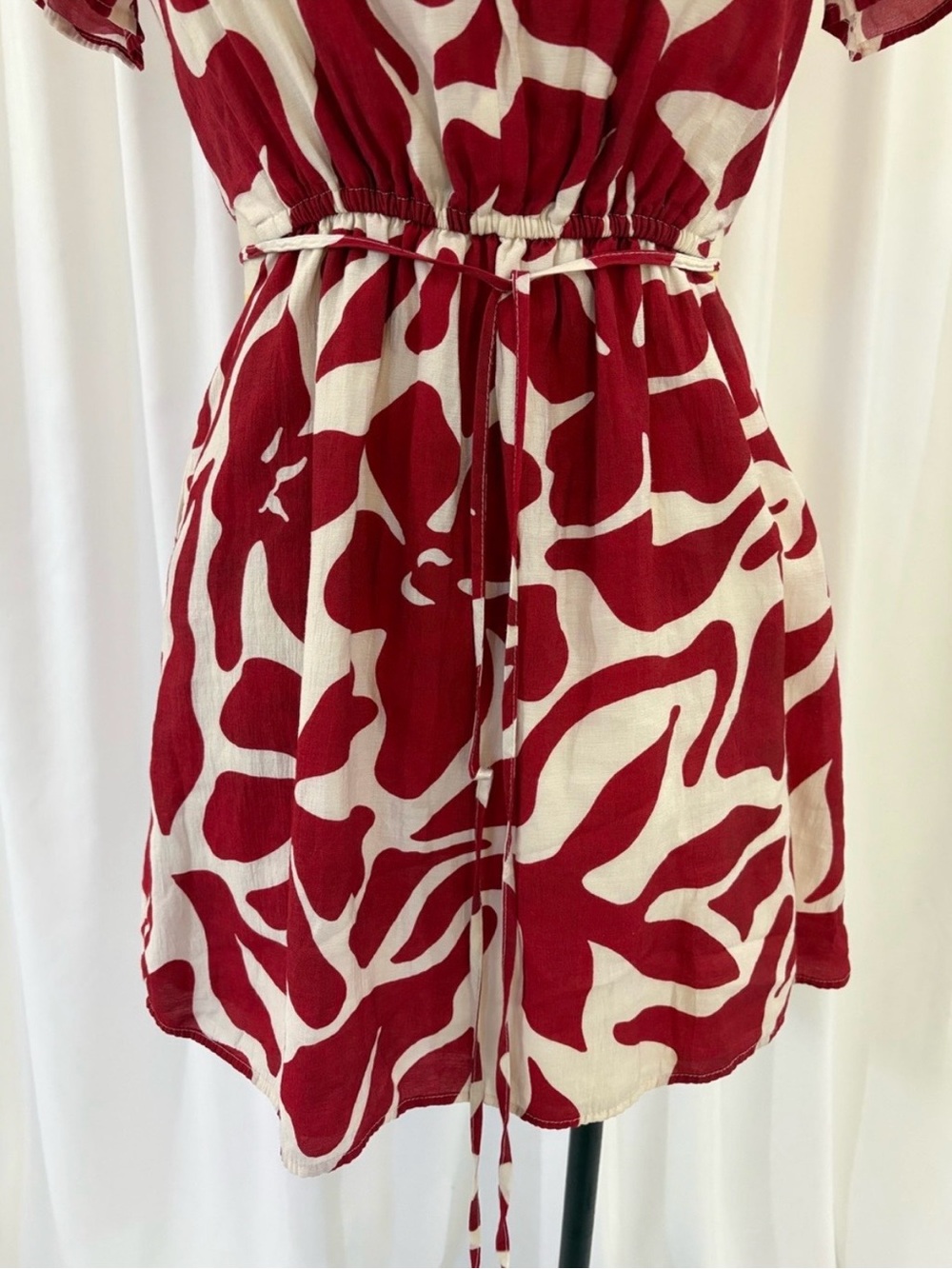 Mango Red and White Short Sleeve Mini Dress - Picture 5 of 8